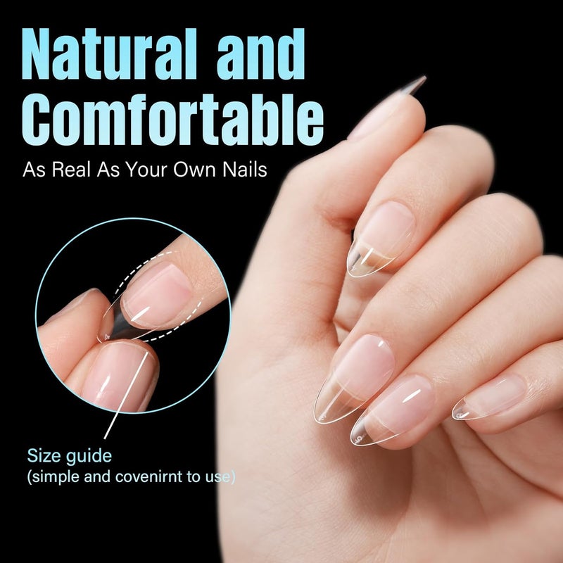 TOMICCA Medium Almond Nail Tips, 240Pcs Soft Acrylic Nails Tips Pre-Shaped Gel Tips, Medium Almond Press on Nails Clear Full Cover Fake Nails for Nail Extension Nail Salon 12 Sizes - Image 5